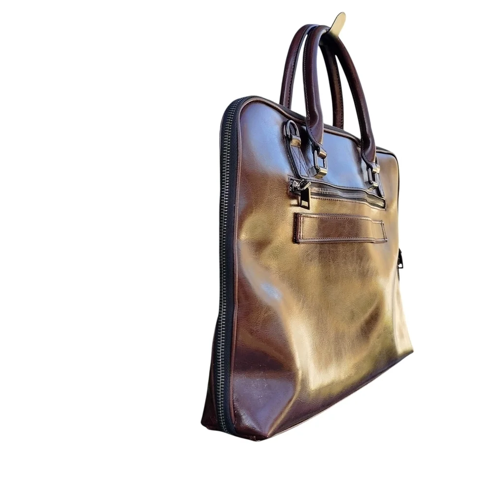 Blofinche Laptop Messenger shoulder bag Genuine Leather Briefcase 13.3 15.6 Inch
